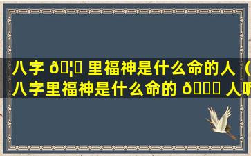 八字 🦅 里福神是什么命的人（八字里福神是什么命的 🐕 人呢）